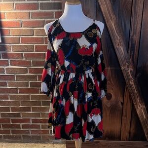 YA Los Angeles Red and Black Chain Print Dress
